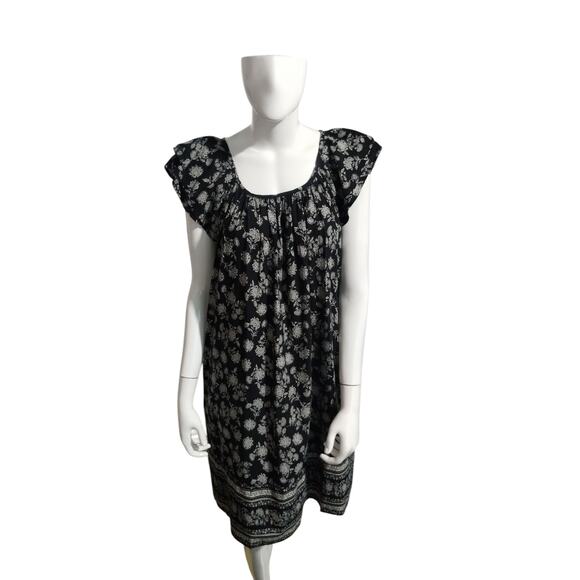 Time and Tru Women's L Boho Floral Beachy Resort Mini Dress with Flutter Sleeve - Picture 1 of 12